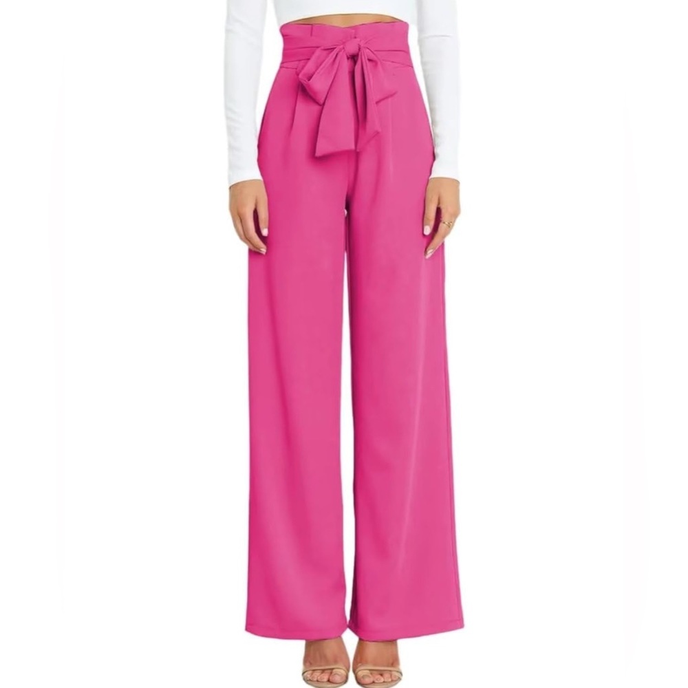 NWT Hot Pink High Waisted Wide Leg Pants